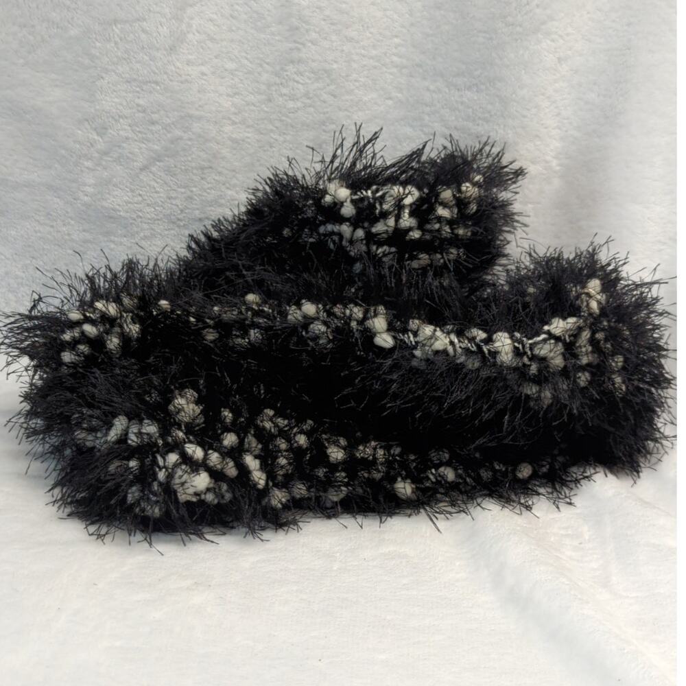 No Brand‎ Scarf White Black Fuzzy Eyelash Soft Winter Warm Cozy